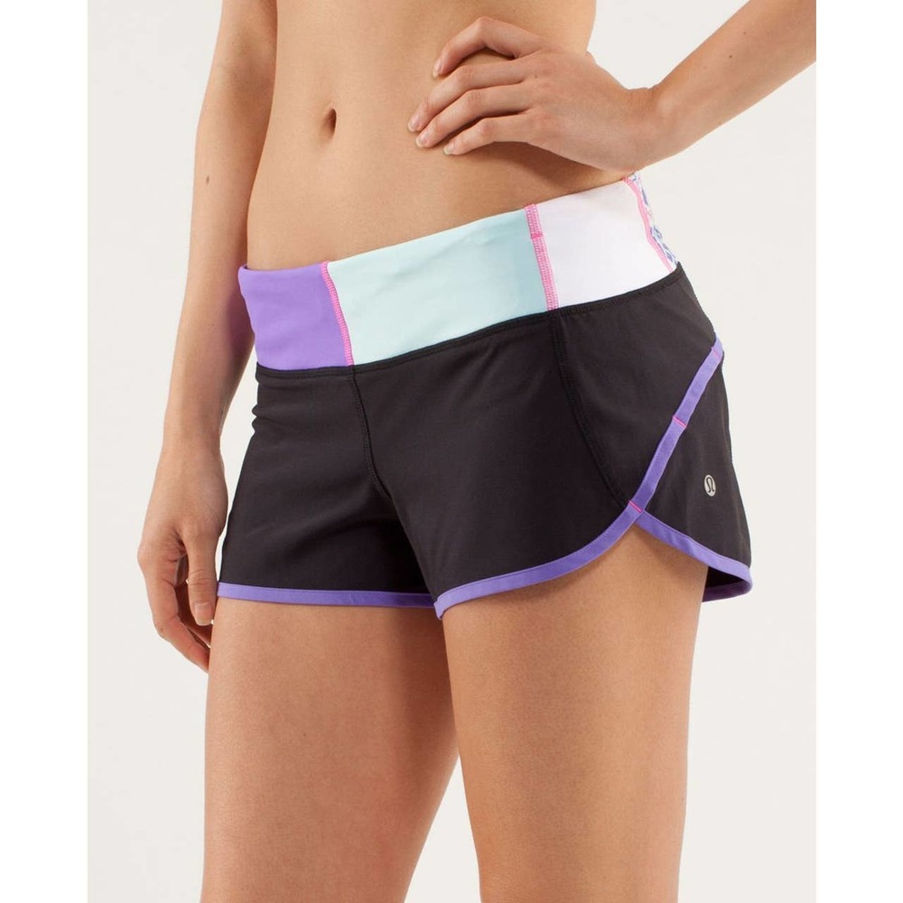 Lululemon Run: Speed Short Black / Power Purple / Quilt - Size 10